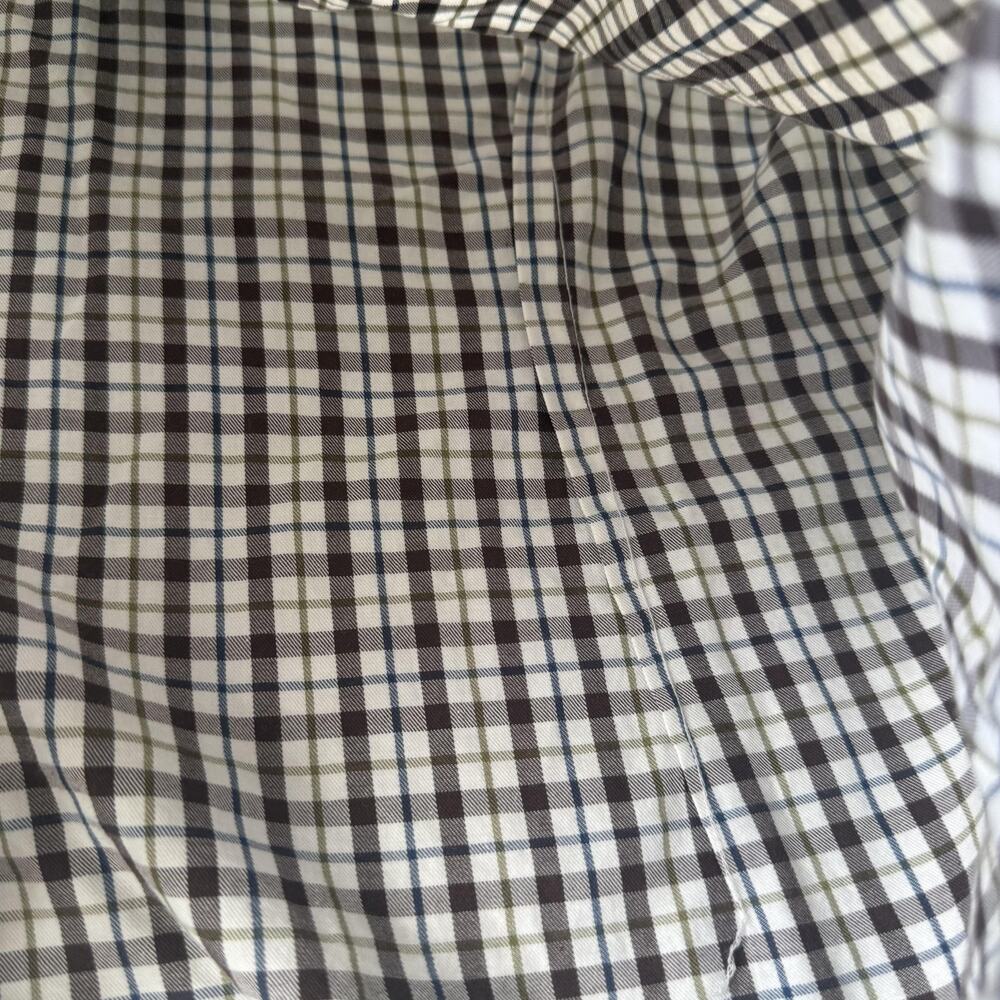 Eton Shirt Mens 16.5 42 Slim Brown Green Check Plaid Button Down Long Sleeve - Picture 6 of 12